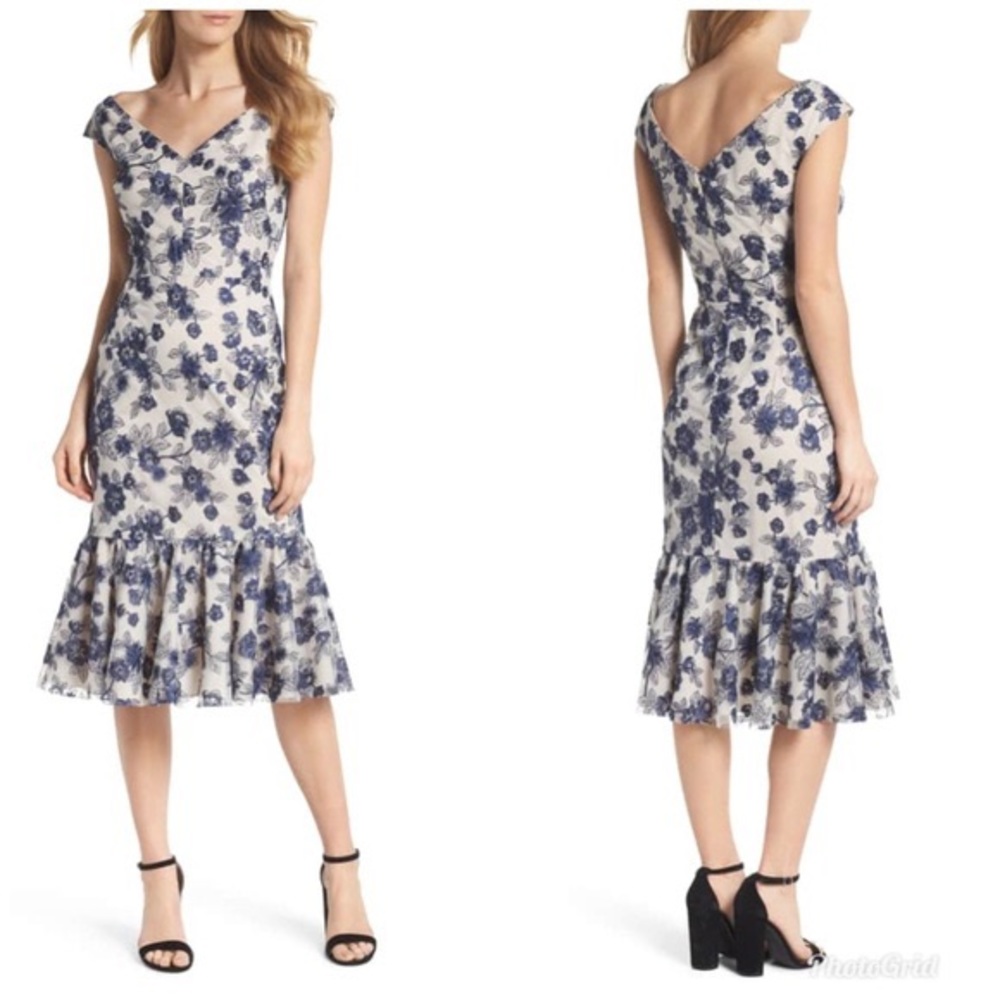 Gal Meets Glam: Blue & Cream Formal Dress, Size 0